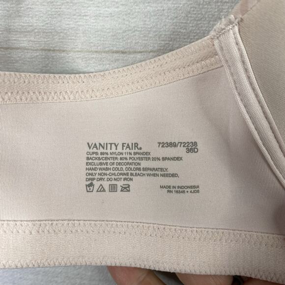 Radiant By Vanity Fair Bra 36D Beige Striped Straps Convert 2 Ways NWT - Picture 9 of 9